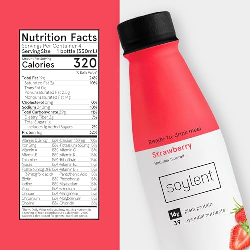Soylent Complete Meal Replacement Shake, Gingerbread, 16g Complete Protein, Ready-to-Drink Plant Based Protein Drink, 1g Sugar, 11oz (12 Pack)