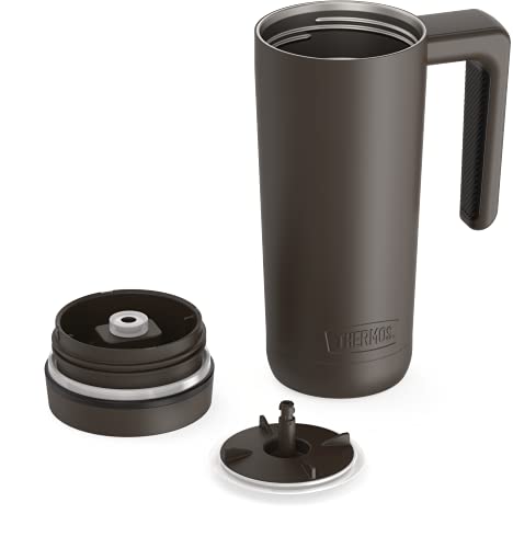 THERMOS ALTA SERIES Stainless Steel Mug 18 Ounce, Matte Steel/Espresso Black