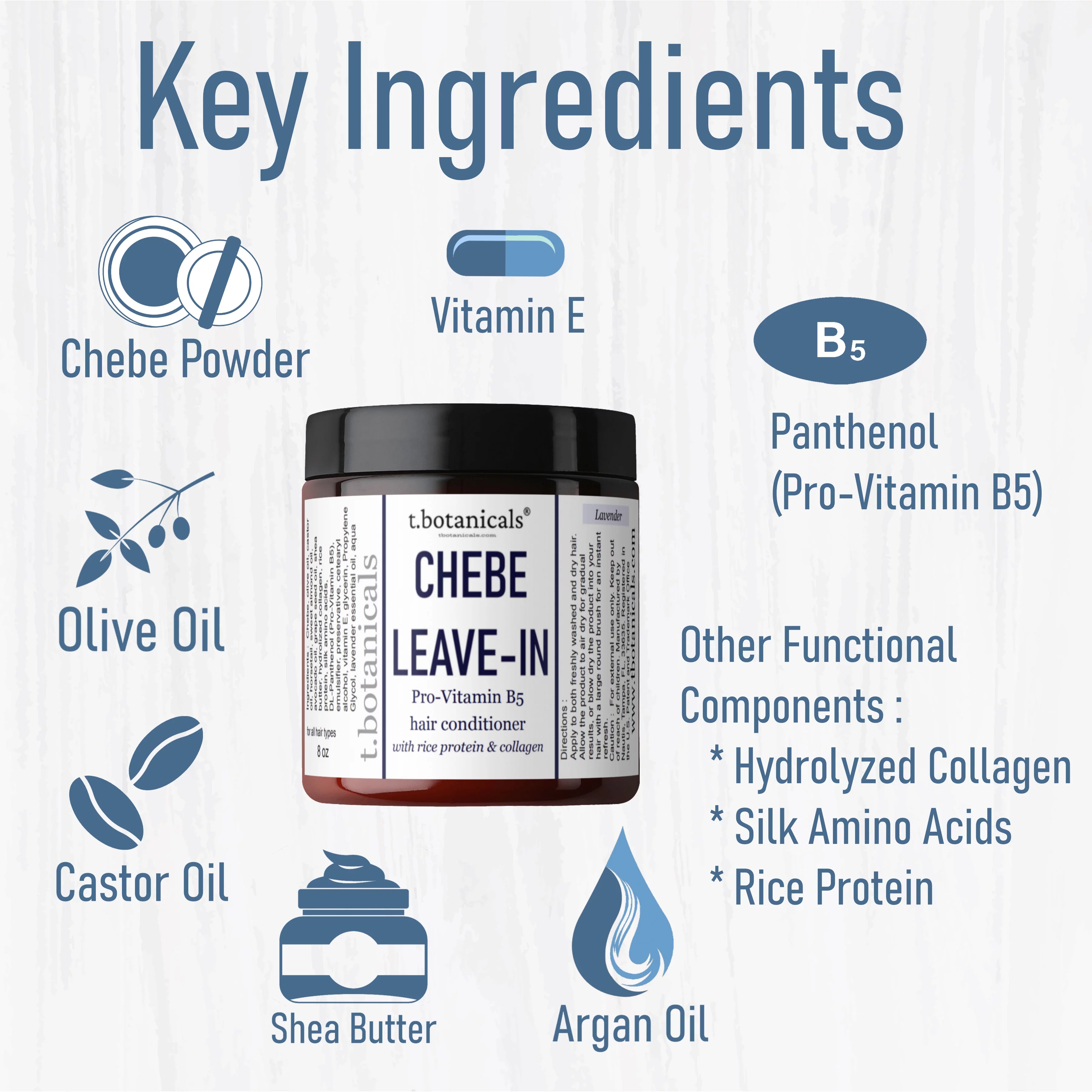 Chebe Leave In Conditioner Hair Growth with Provitamin B5, Thickening Strengthening with Chebe Butter, Chebe Powder, Chebe Oil, Silk Amino Acids, Collagen, 8 oz