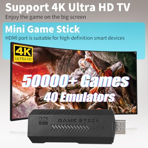 Wireless Retro Game Console, Built-in 20,000 Games, Plug & Play Video Game Console, 64G, 10-Emulator, TV Game Stick Pro, Dual 2.4G Wireless Controllers