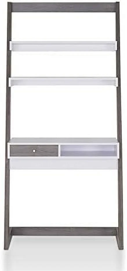 Lazlo Wood Writing Desk With Shelves In Distressed Gray