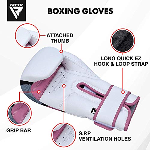 RDX Boxing Gloves EGO, Sparring Muay Thai Kickboxing MMA Heavy Training Mitts, Maya Hide Leather, Ventilated, Long Support, Punching Bag Workout Pads, Men Women Adult 8 10 12 14 16 oz
