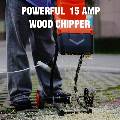AIVOLT Wood Chipper Shredder 1800w Electric Leaf Mulcher Shredder with Collection Bag 1.8-inch Cutting Diameter 15-Amp for Mulching, Composting and Yard Cleanup