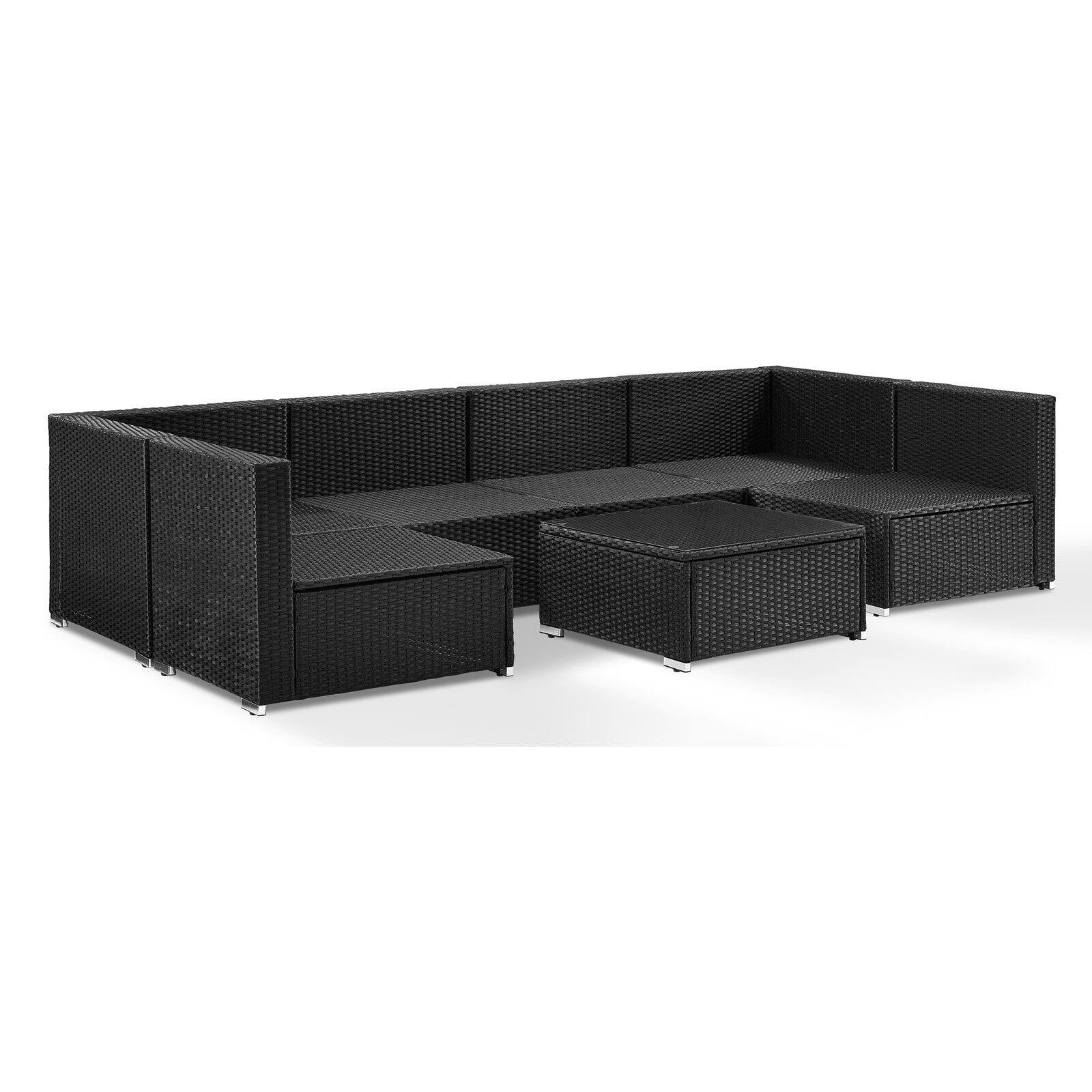 Crosley Sea Island 7 Piece Patio Sectional Set in Brown and Sand