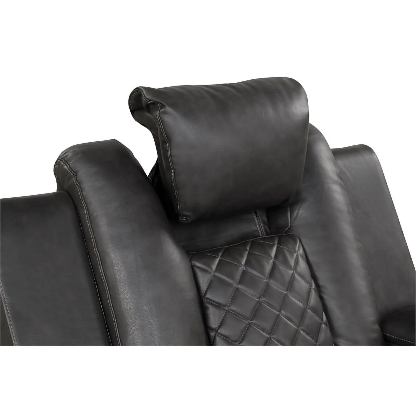 Benz LED & Power Recliner 3 PC Made With Faux Leather in Gray