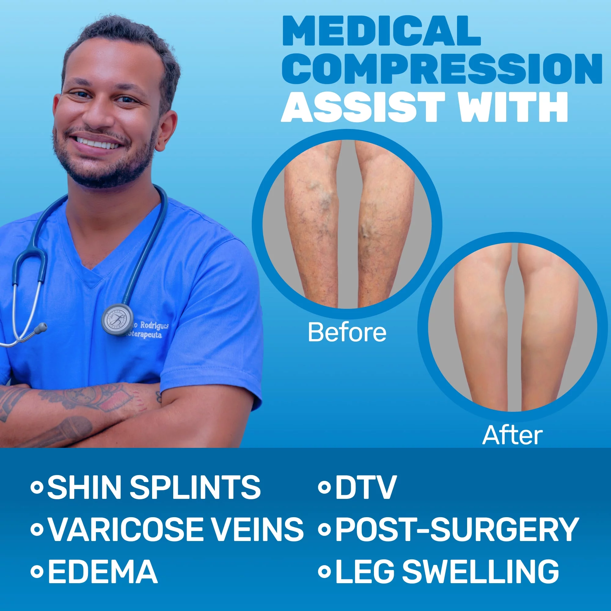 Made in USA - Womens Opaque Compression Pantyhose 20-30mmHg - Black, Large