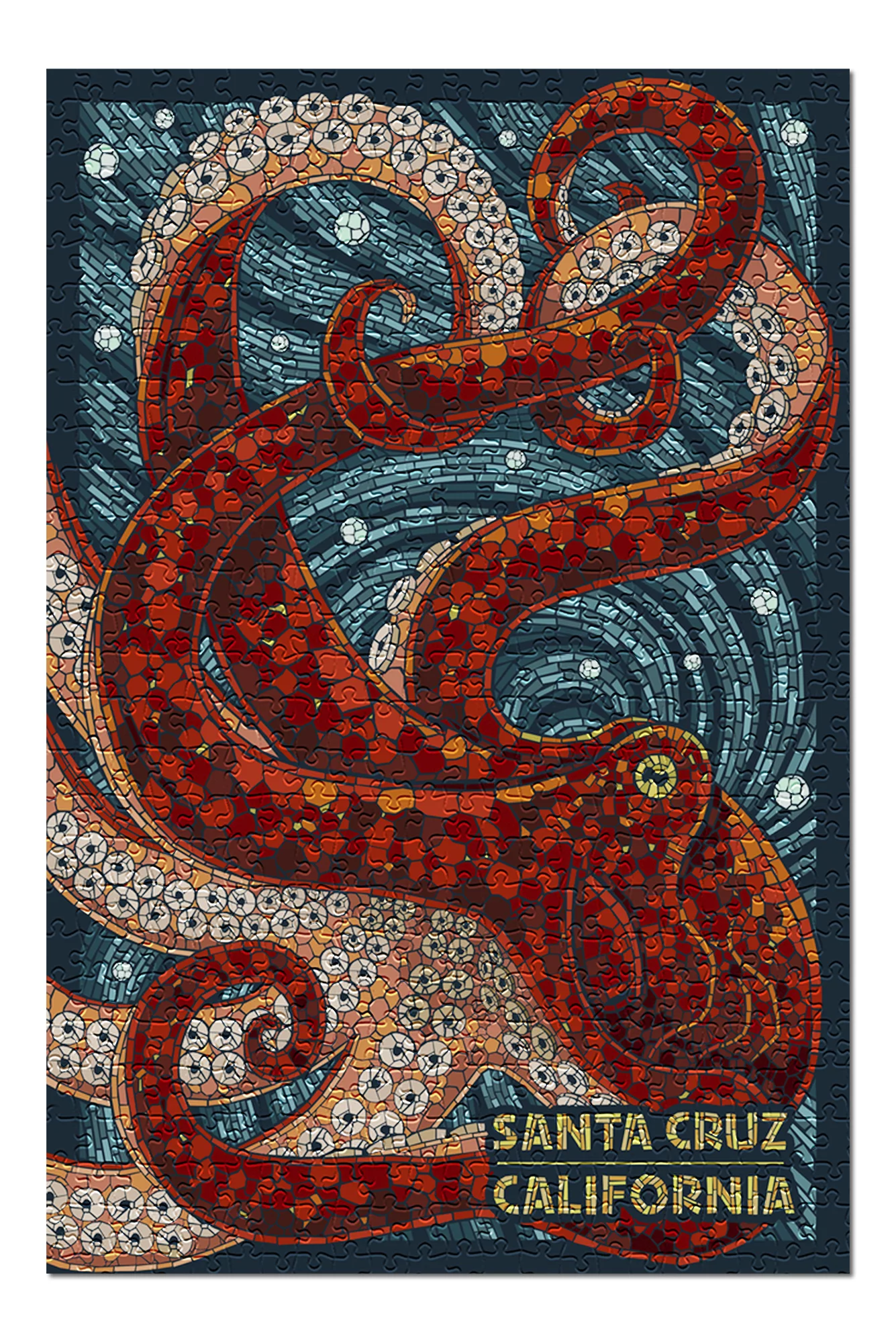 Santa Cruz, California, Octopus Mosaic (19x27 inches, Premium 500 Piece Jigsaw Puzzle for Adults and Family, Made in USA)