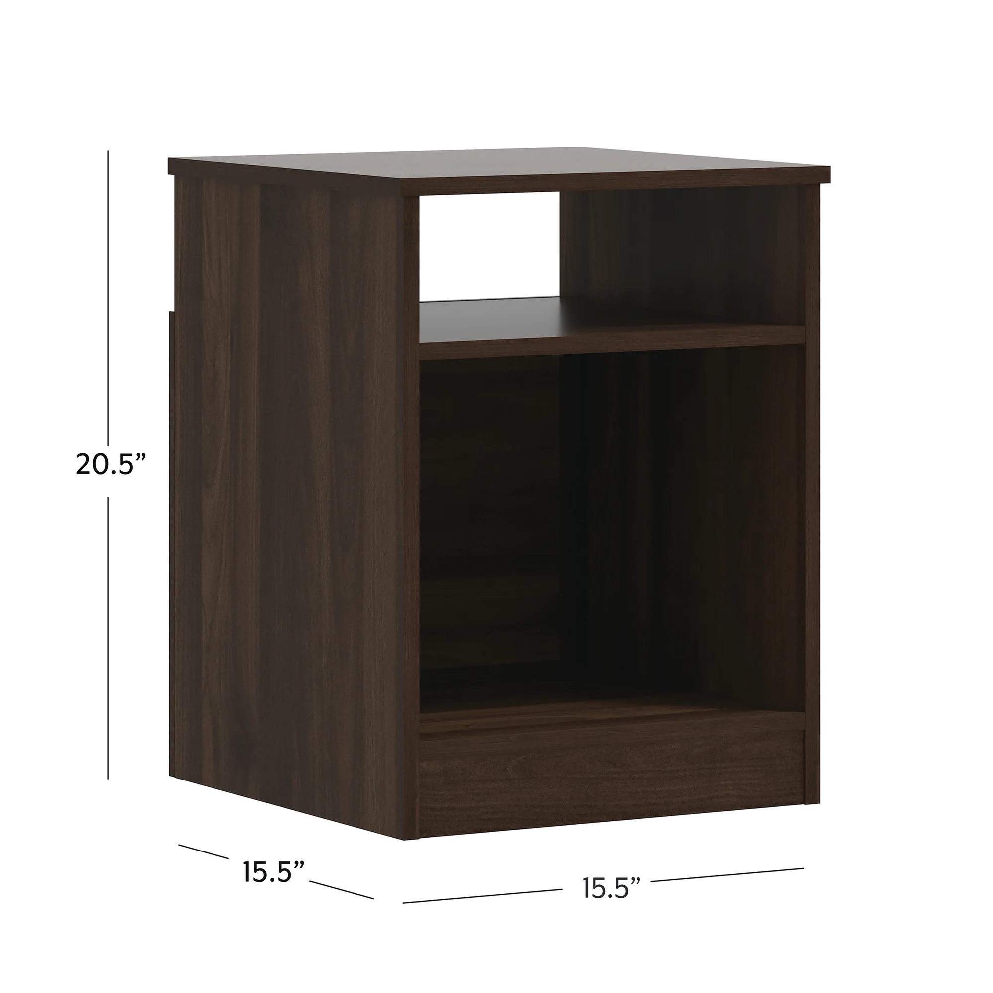 Mainstays Ardent Open Shelf Nightstand, Dark Walnut