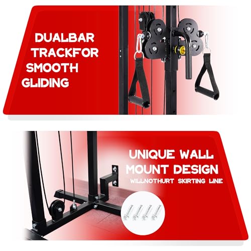 Wall Mount Cable Station with Adjustable Dual Pulley System Pull Down Fitness Station
