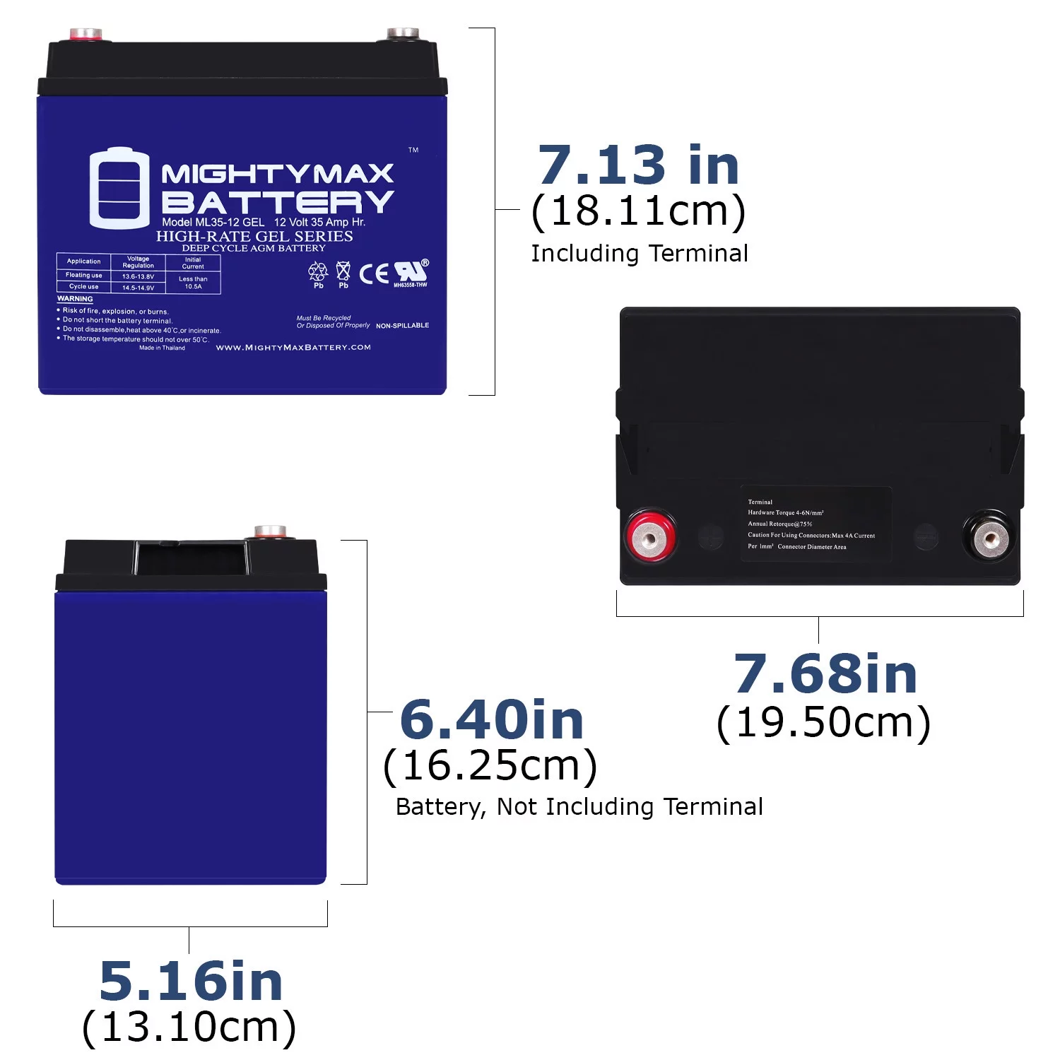 12V 35AH Battery Replaces Suntech Scoota, Scoota Bug Chair - 4 Pack