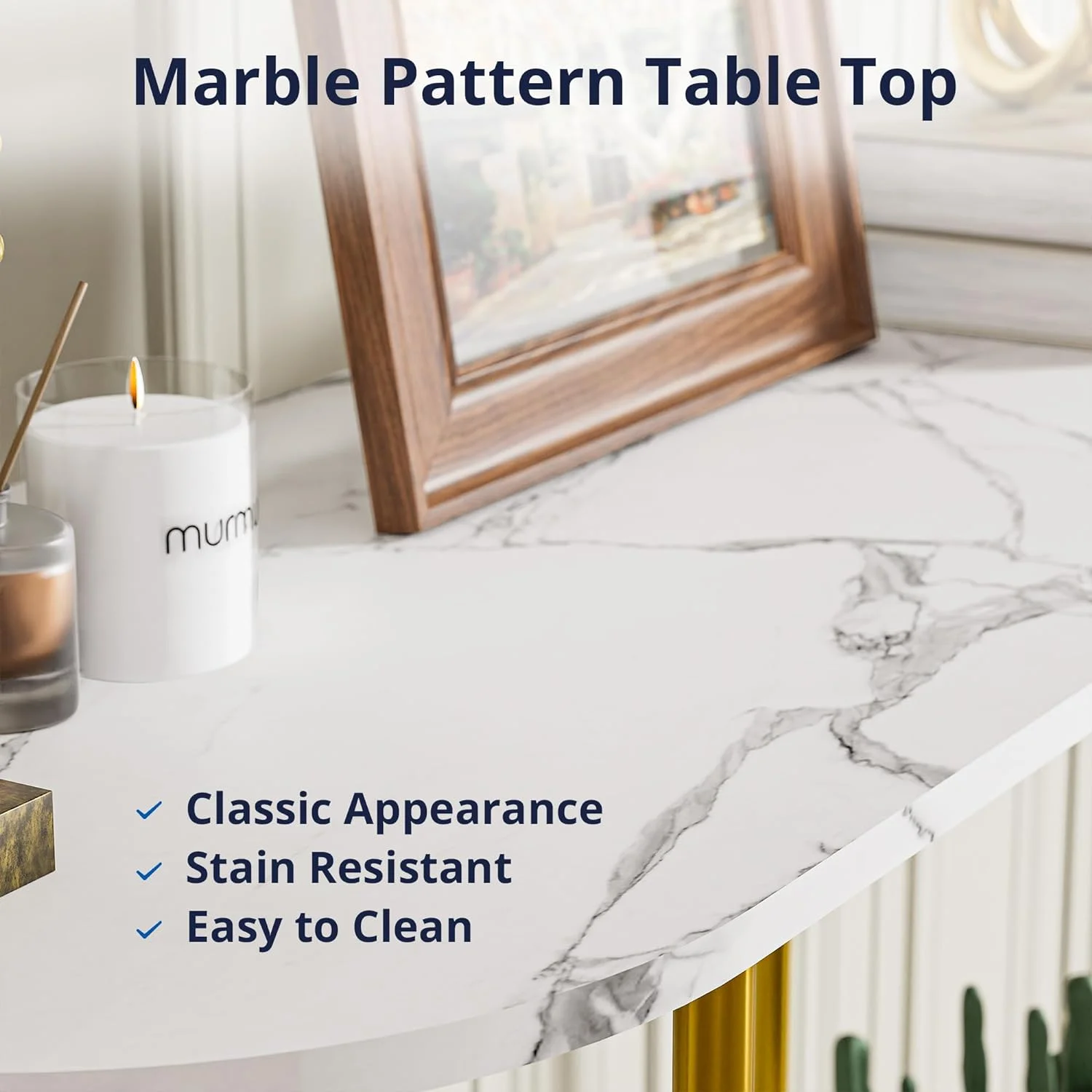 45.3" Gold Entry Table  JOMA Faux Marble Console Table  2-Tier Sofa Table  White Entryway Table