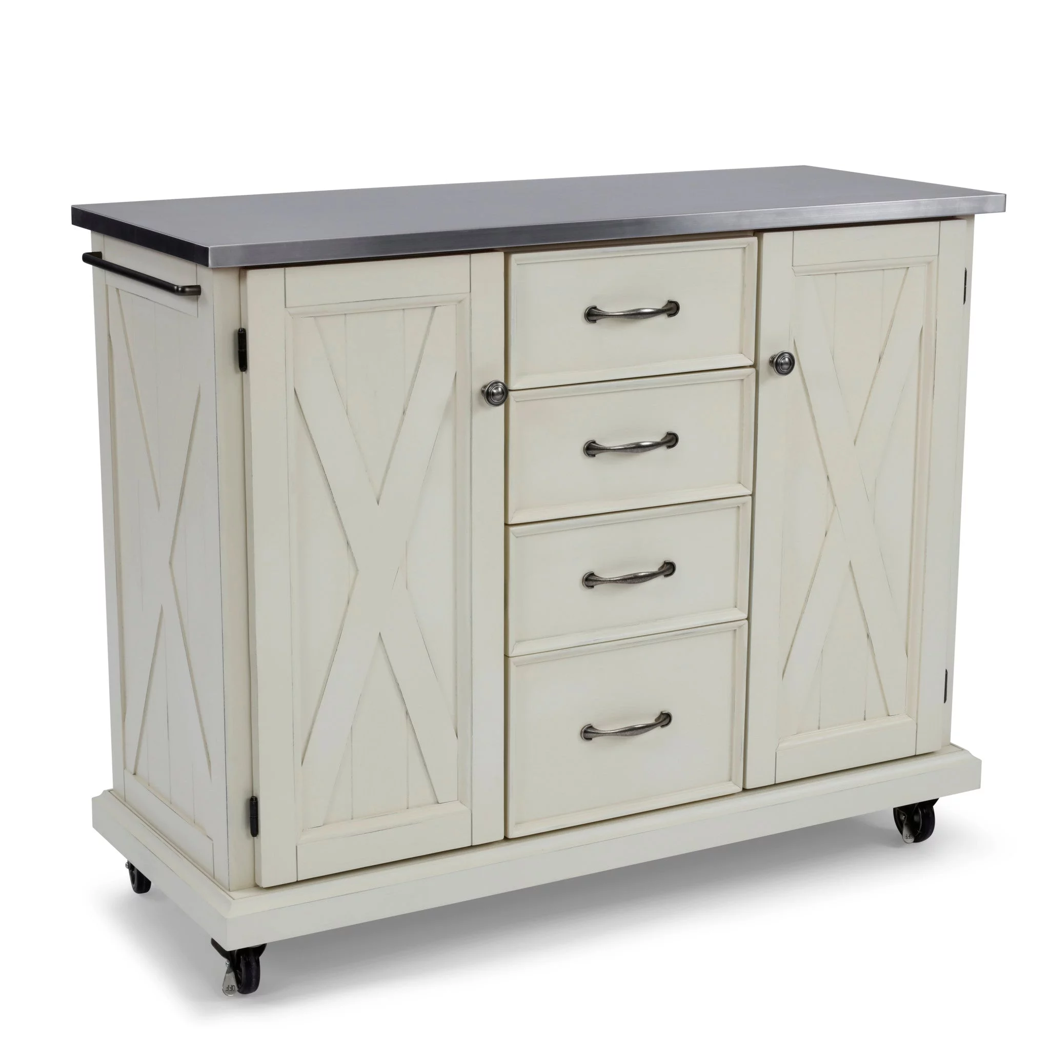 Homestyles Seaside Lodge White Wood Kitchen Cart