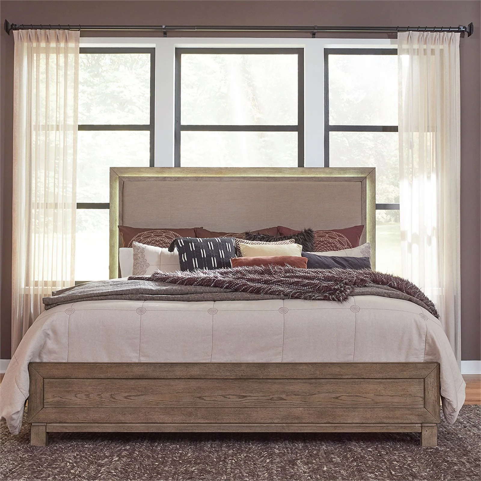 Liberty Furniture Canyon Road Upholstered Wood King Bed in Burnished Beige