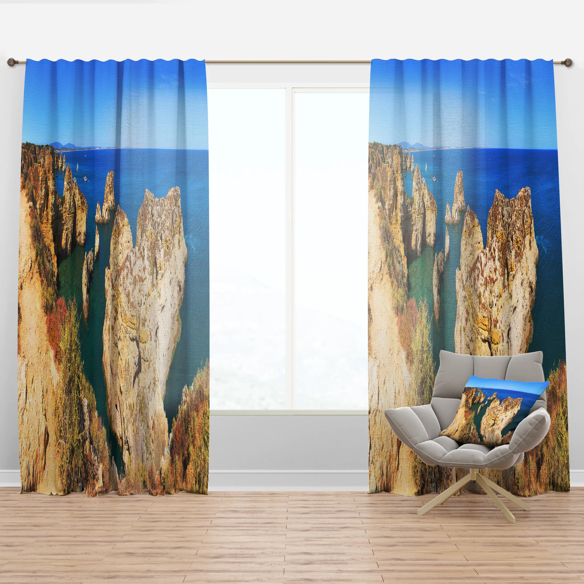 Designart 'Rocky bay in Portugal' Landscapes Curtain Panel
