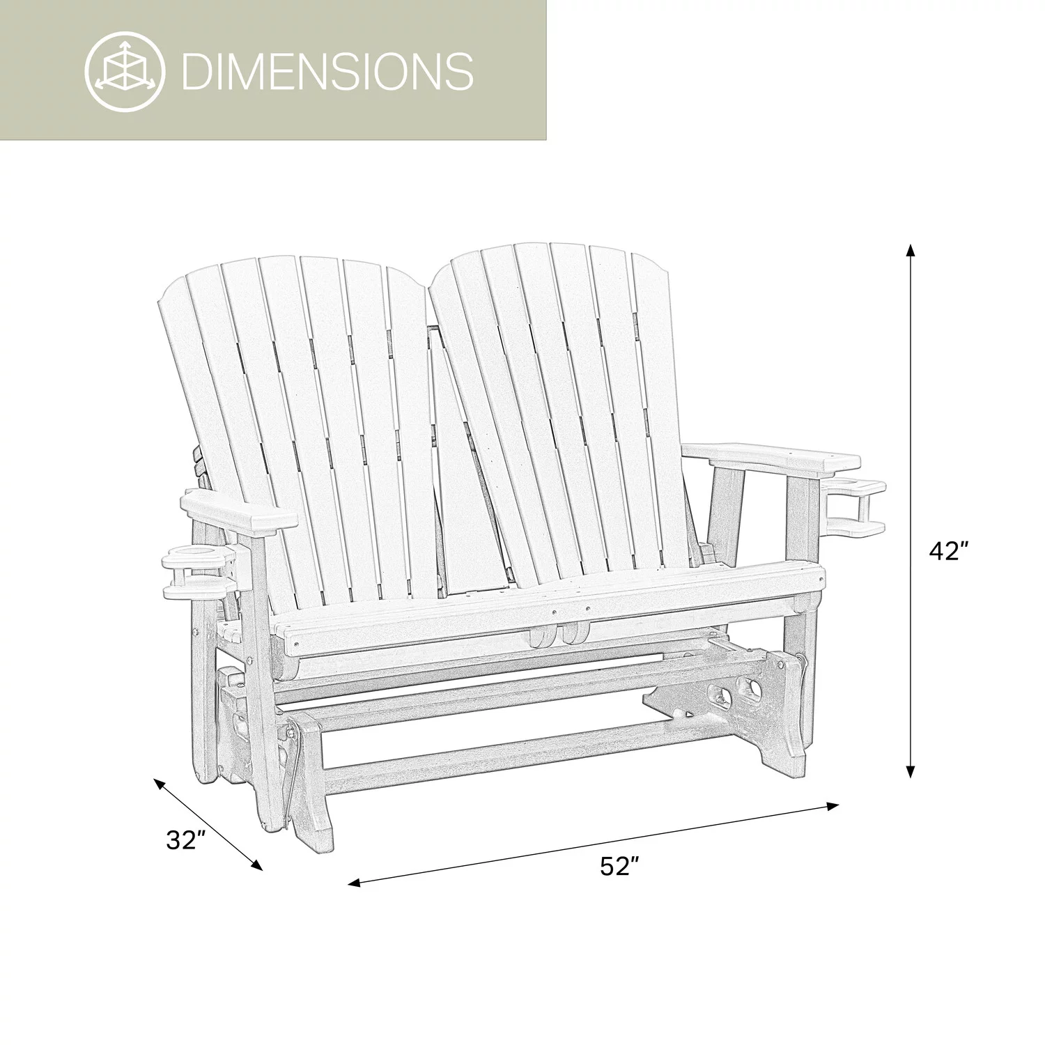 OS Home and Office 420WWBK Dual Fan Back Glider in Weatherwood with a Black Base