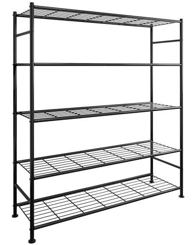 Storage Shelves - 5 Tier Shelf Organizer, Heavy Duty Garage Shelving Unit with Leveling Feet, Stable Metal Shelves Organizer for Pantry, Kitchen and Closet, 33.0