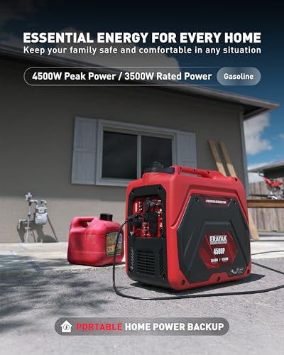 ERAYAK 4500W Dual-Fuel Portable Inverter Generator for Home Use, Camping Outdoor, 30A RV Ready, Auto Switch, Gas and Propane Powered, EPA, CO Sensor, Parallel Ready, Campact Design