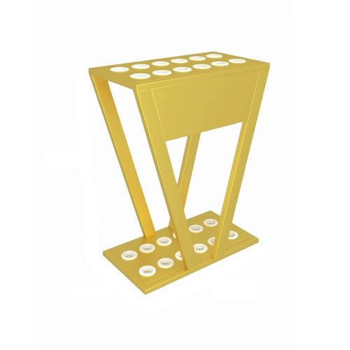 Metal Pool Cue Holder Stand - Freestanding Floor Rack for 12 Billiard Cues & Accessories, Portable Game Room Organizer, Stylish Gold Finish