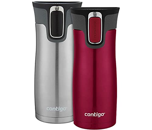 Contigo AUTOSEAL West Loop Vacuum-Insulated Stainless Steel Travel Mug with Easy-Clean Lid 20 oz Sake