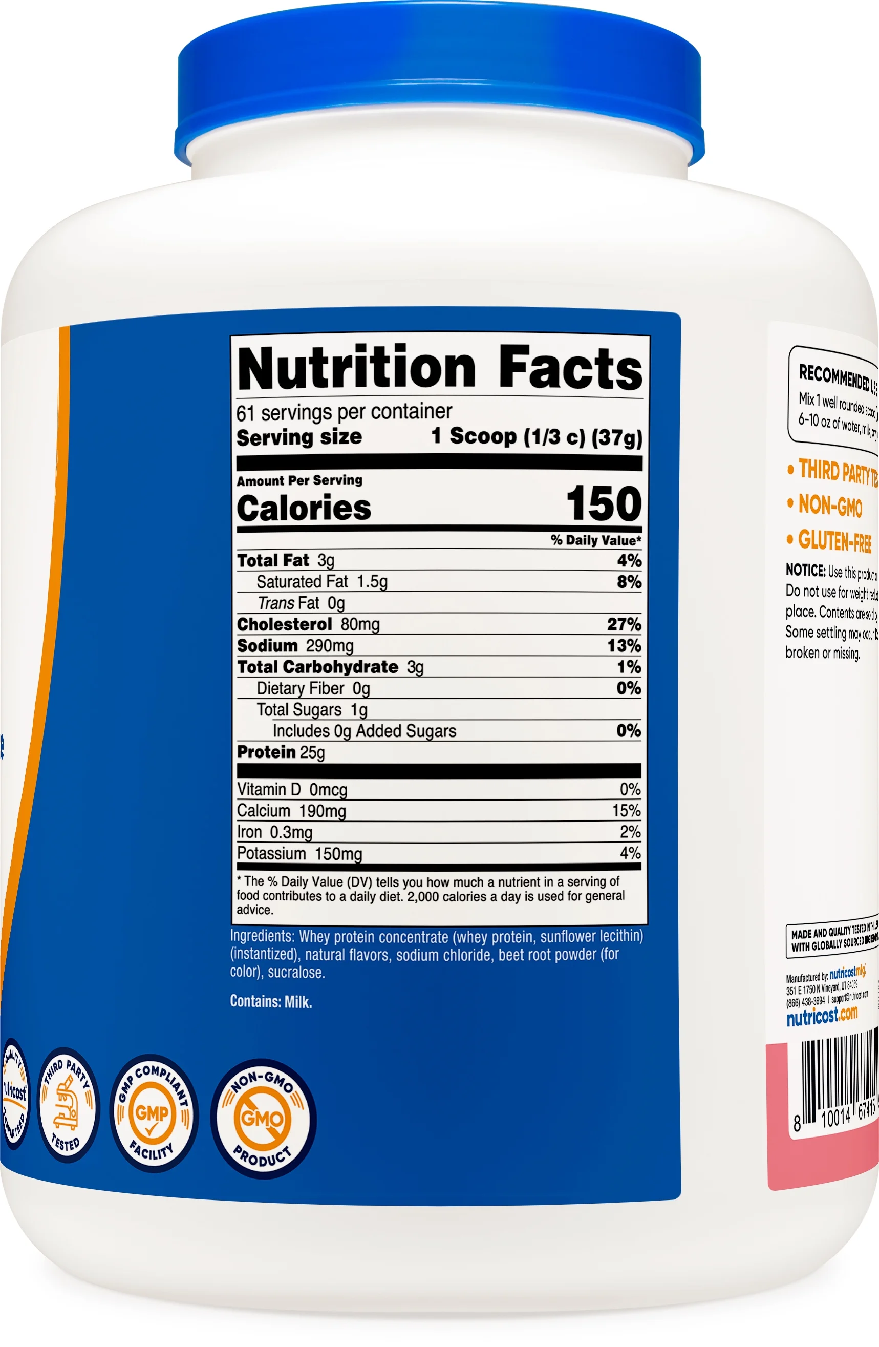 Nutricost Whey Protein Concentrate (Strawberry Milkshake) 5LBS - Protein Supplement