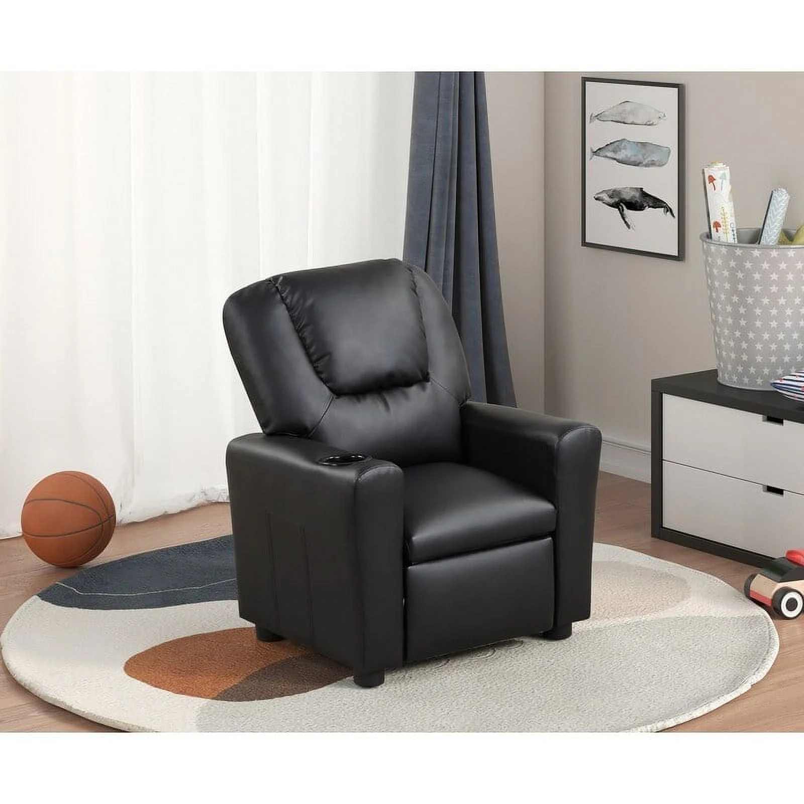Marisa PU Leather Kids Recliner Chair Black