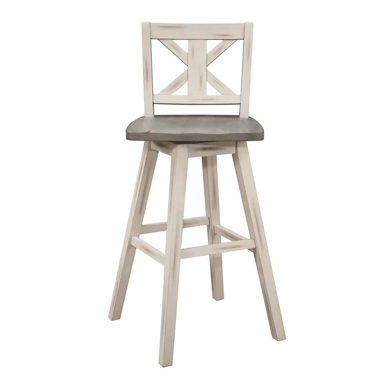 Lexicon Amsonia Cross Back Bar Height Dining Swivel Chair in White (Set of 2)