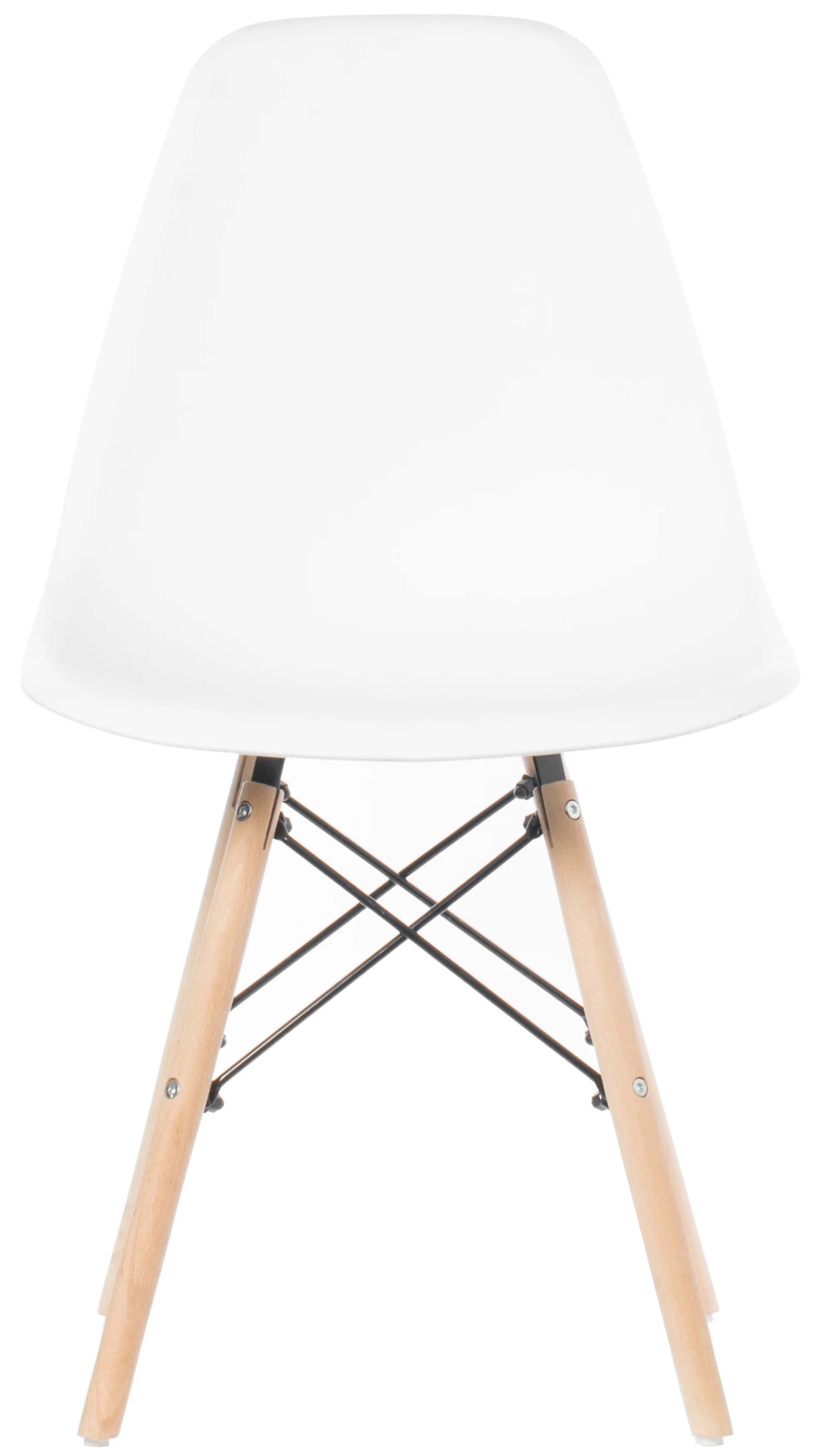 Fabulaxe  32.5 x 18 x 20 in. Mid-Century Modern Style Plastic DSW Shell Dining Chair with Solid Beech Wooden Dowel Eiffel Legs, White