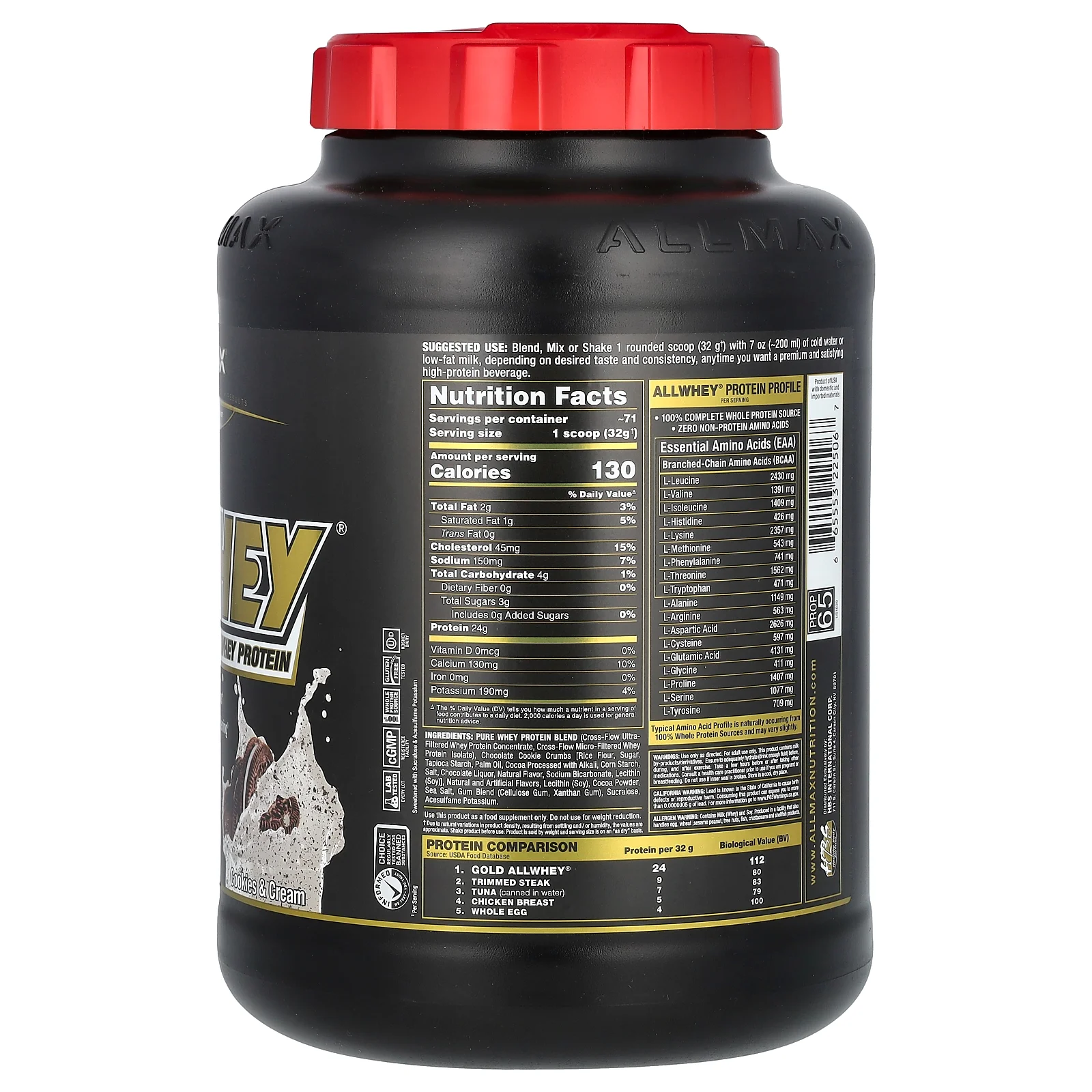 ALLMAX Gold AllWhey, Premium Whey Protein, Cookies & Cream, 5 lbs (2.27 kg)