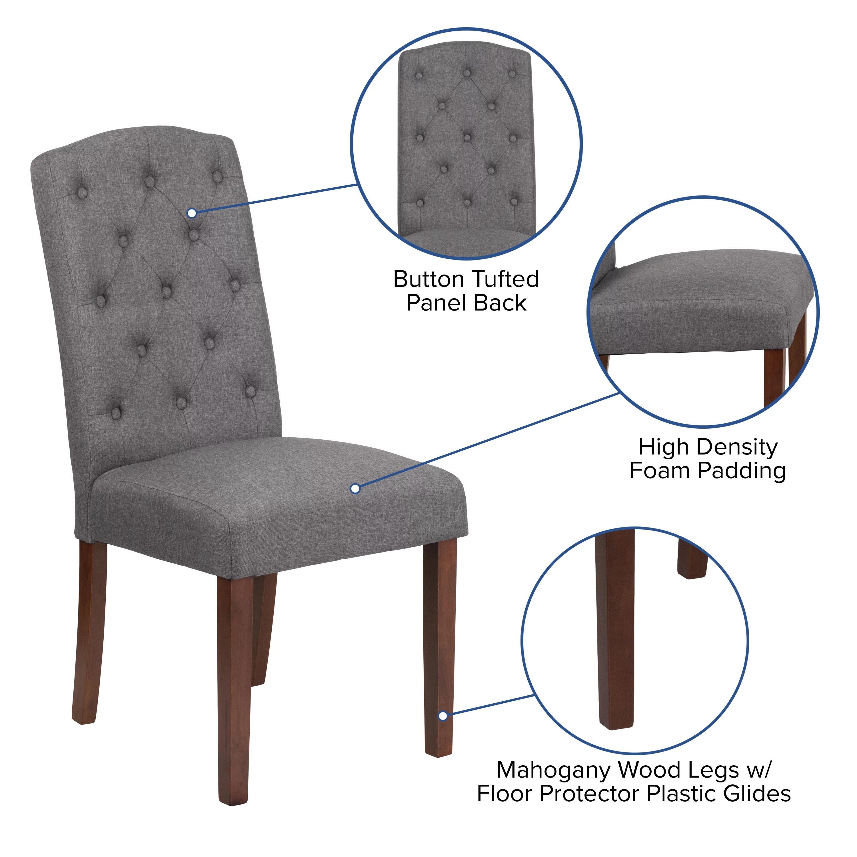 Flash Furniture HERCULES Grove Park Series Gray Fabric Tufted Parsons Chair