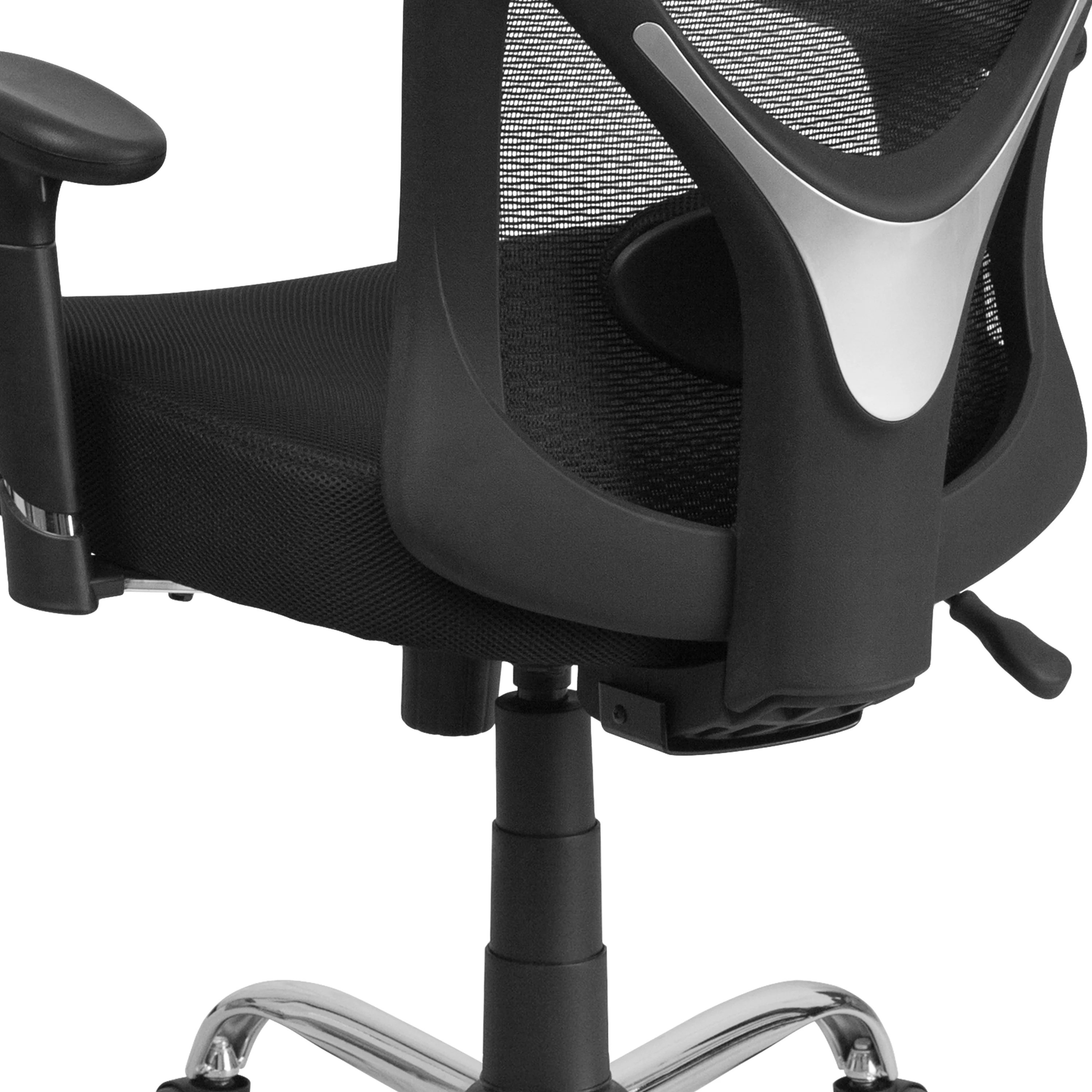 BizChair Big & Tall 400 lb. Rated Black Mesh Swivel Ergonomic Task Office Chair with Height Adjustable Back and Arms