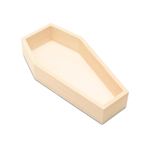 Halloween Coffin Shaped Tray 17-3/4-inch, Pack of 2 Blank Wood Coffin Shelf Large for Charcuterie Board and Coffin Decor, by Woodpeckers