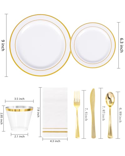 GATHER 350PCS Pink Plastic Plates - Disposable Plastic Dinnerware Set Include 100 Pink Plates, 150 Silverware, 50 Napkins, 50 Cups for Party & Wedding