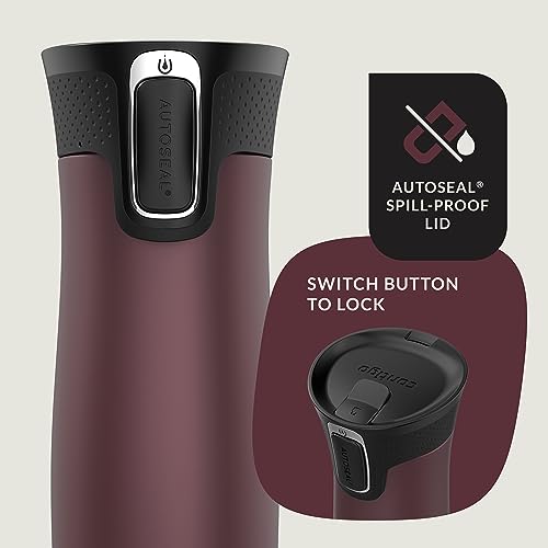 Contigo AUTOSEAL West Loop Vacuum-Insulated Stainless Steel Travel Mug with Easy-Clean Lid 20 oz Sake