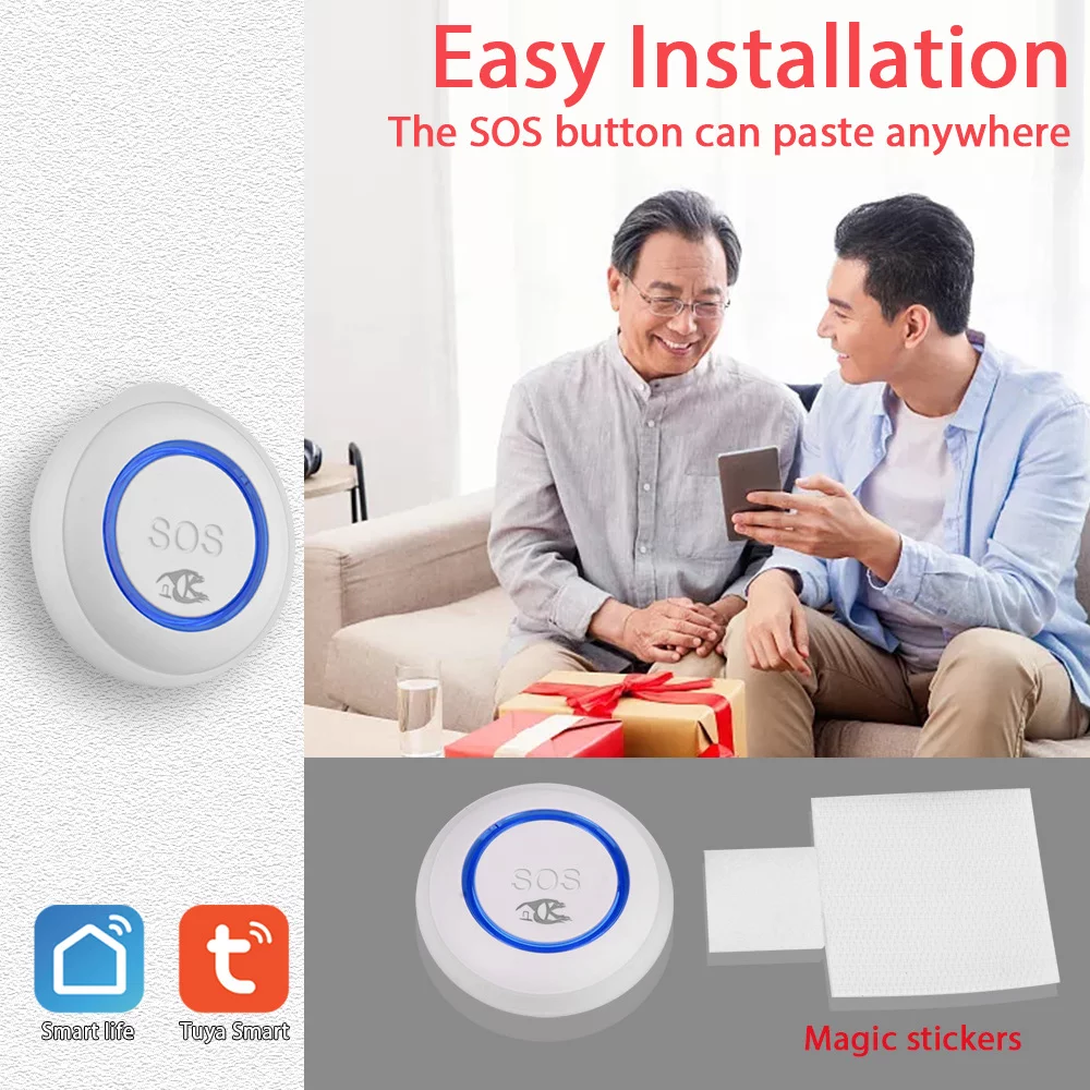 Smarsecur Emergency Button, Wireless Fidelity Intelligent Alarm Call Button for Elderly, One Button SOS Emergency Button