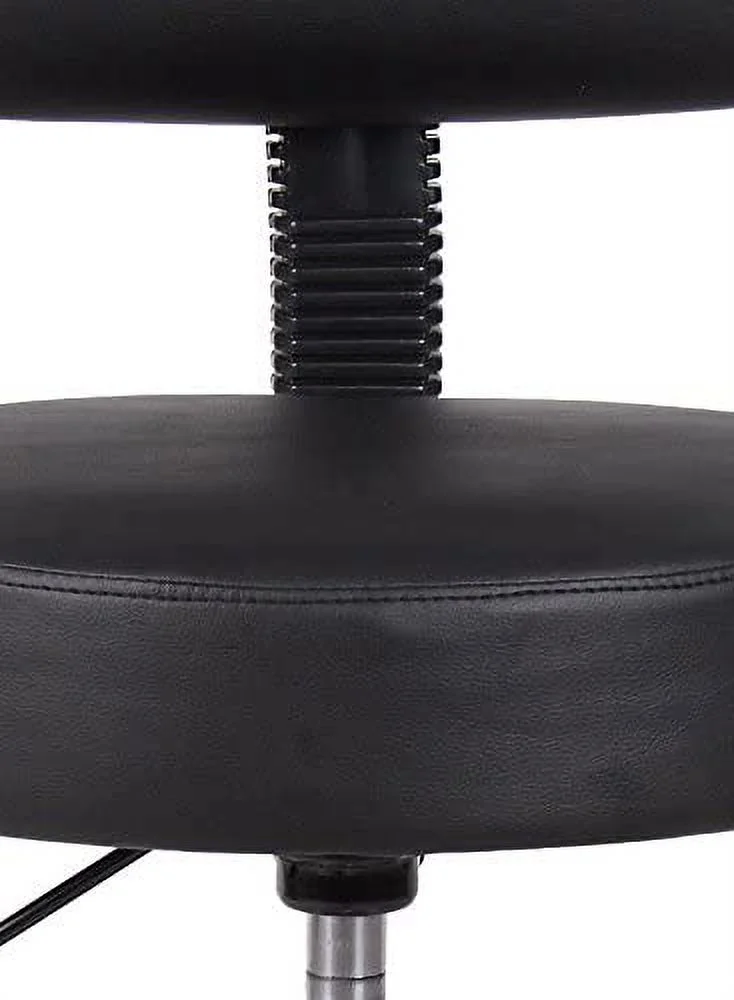 Boss Office Products Be Well Medical Spa Stool with Back in Vinyl, Black Black With Back Cushion Stool