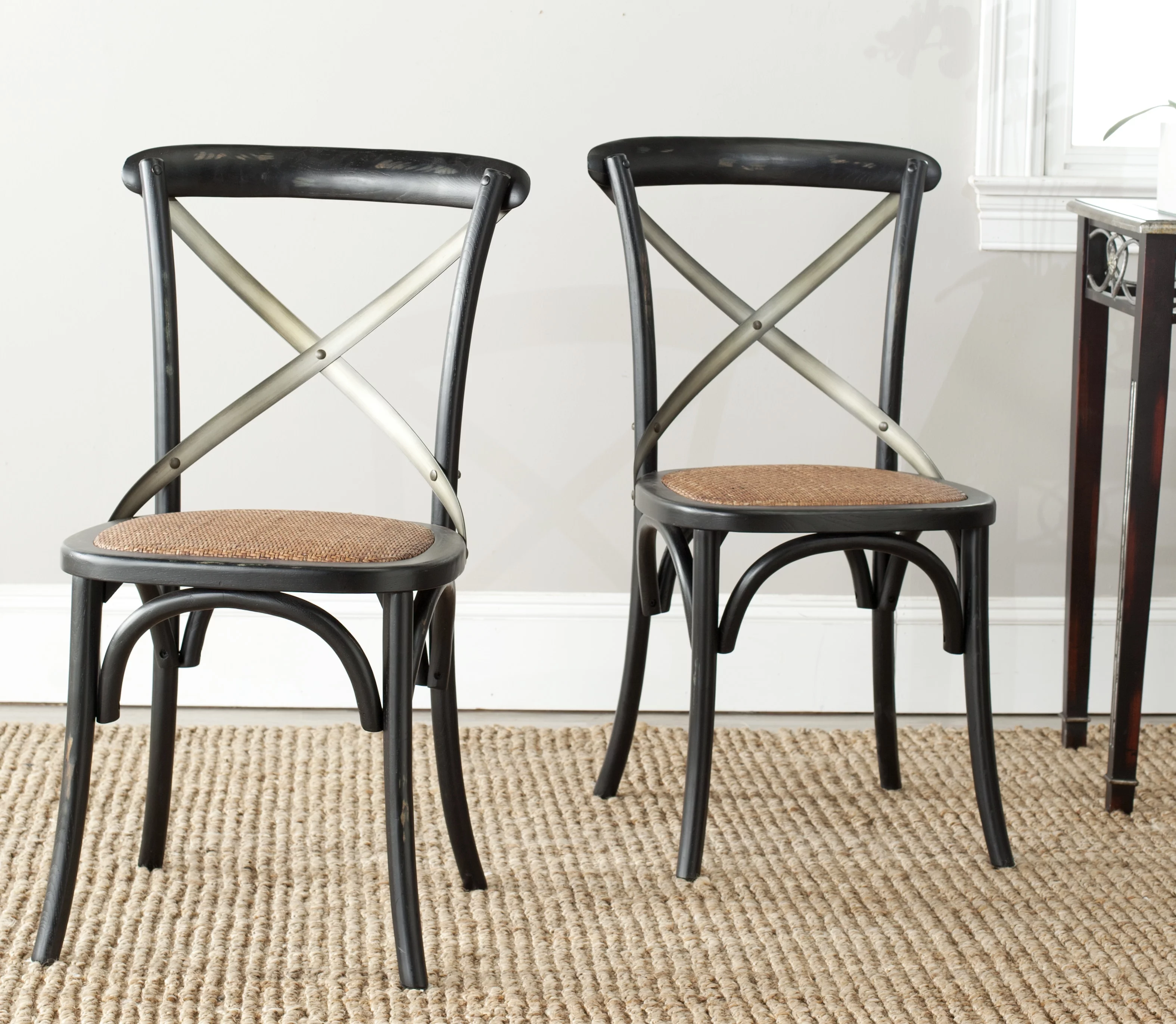 SAFAVIEH Eleanor X-Back Bistro Rustic Side Chair, Distressed Hickory, Set of 2