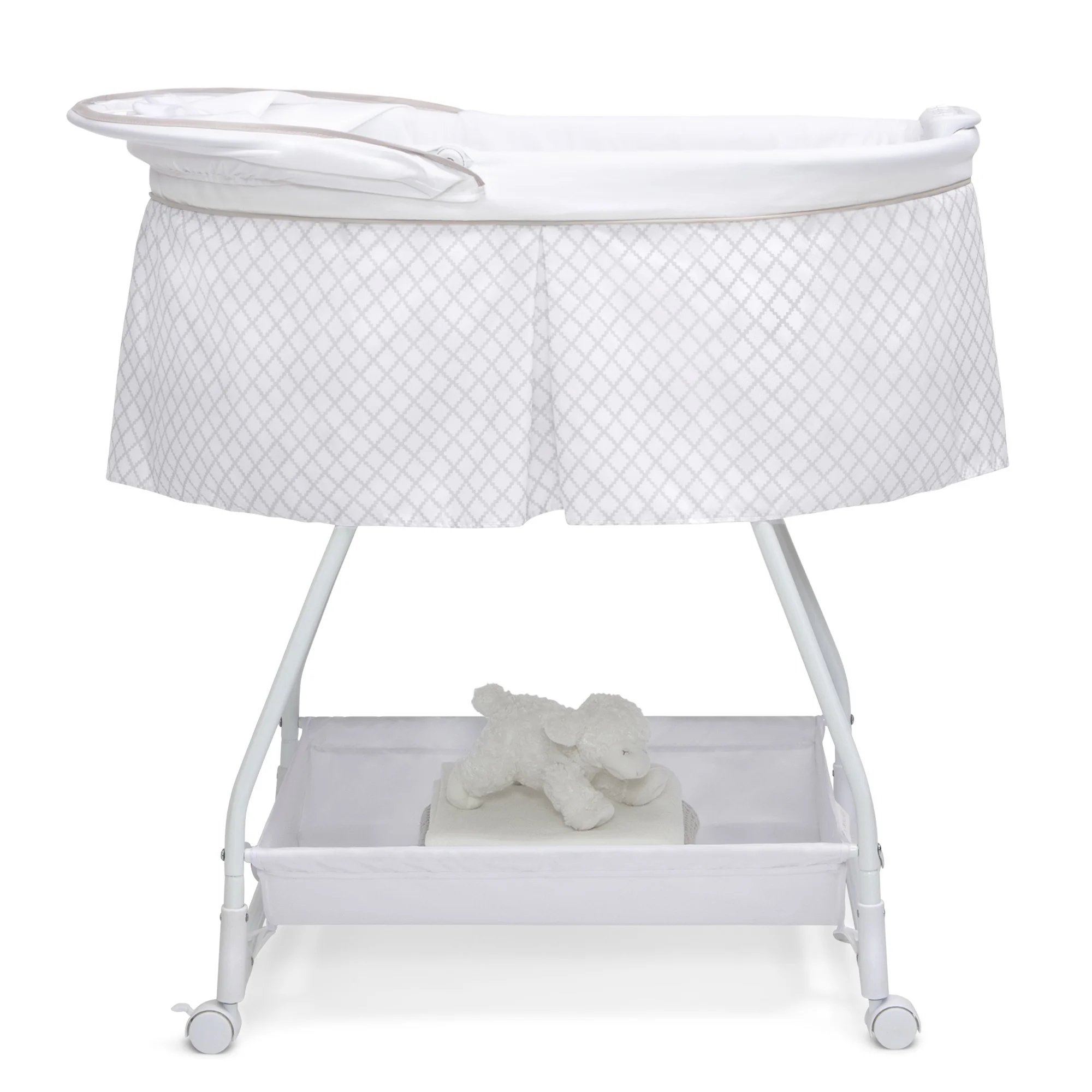 Delta Children Deluxe Soothing Dreams Bassinet, Grey Lattice