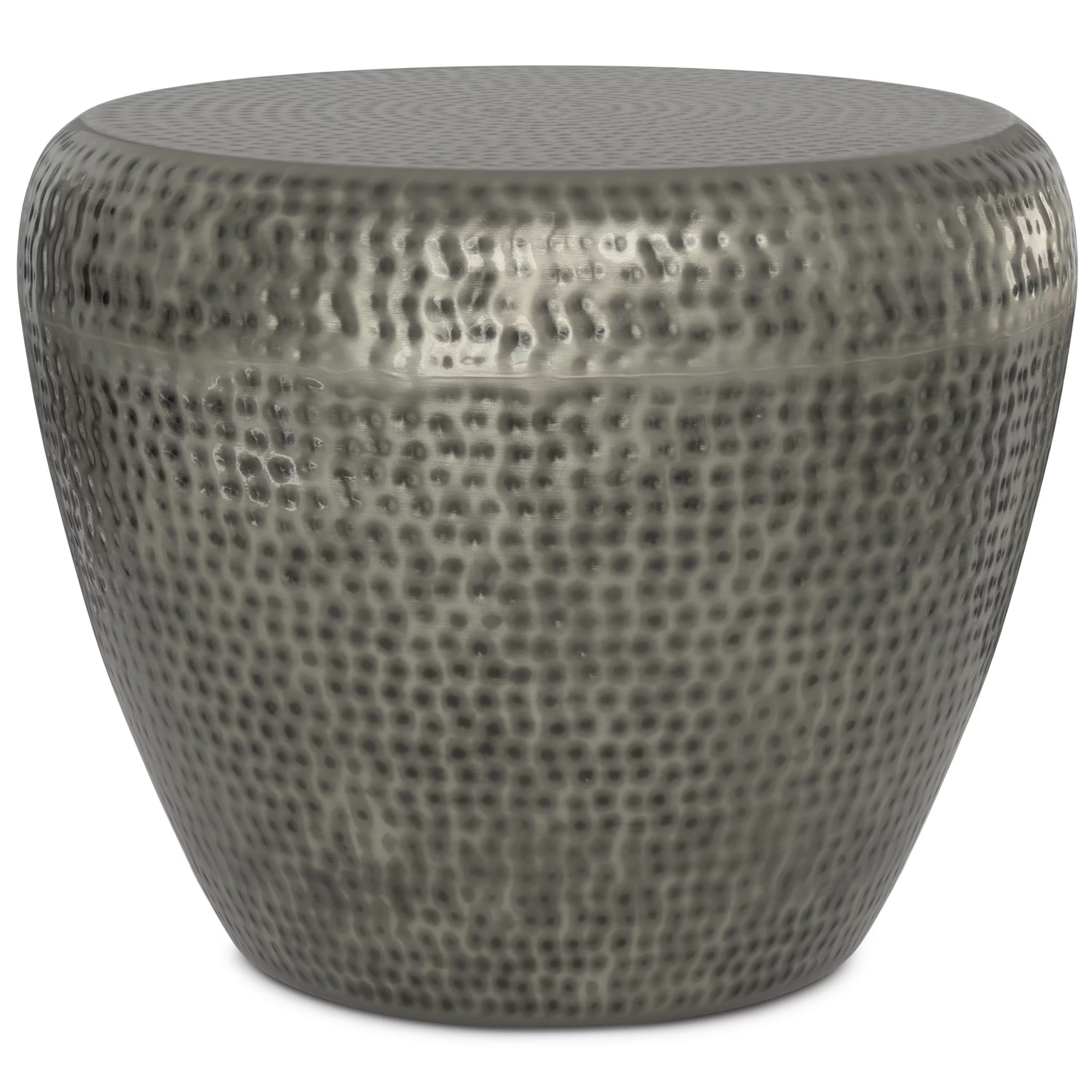 Simpli Home Preston Modern Industrial 22 inch Wide Metal Metal Side Table in Antique Silver , Fully Assembled