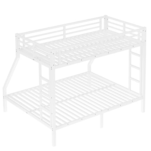 Heavy Duty Bunk Bed Frame with Ladder, Twin XL Over Twin XL Bunk Beds with Safety Guardrails, Adults Bunk Beds with Noise-Reducing Rubber Stoppers, Easy Assemble, Black