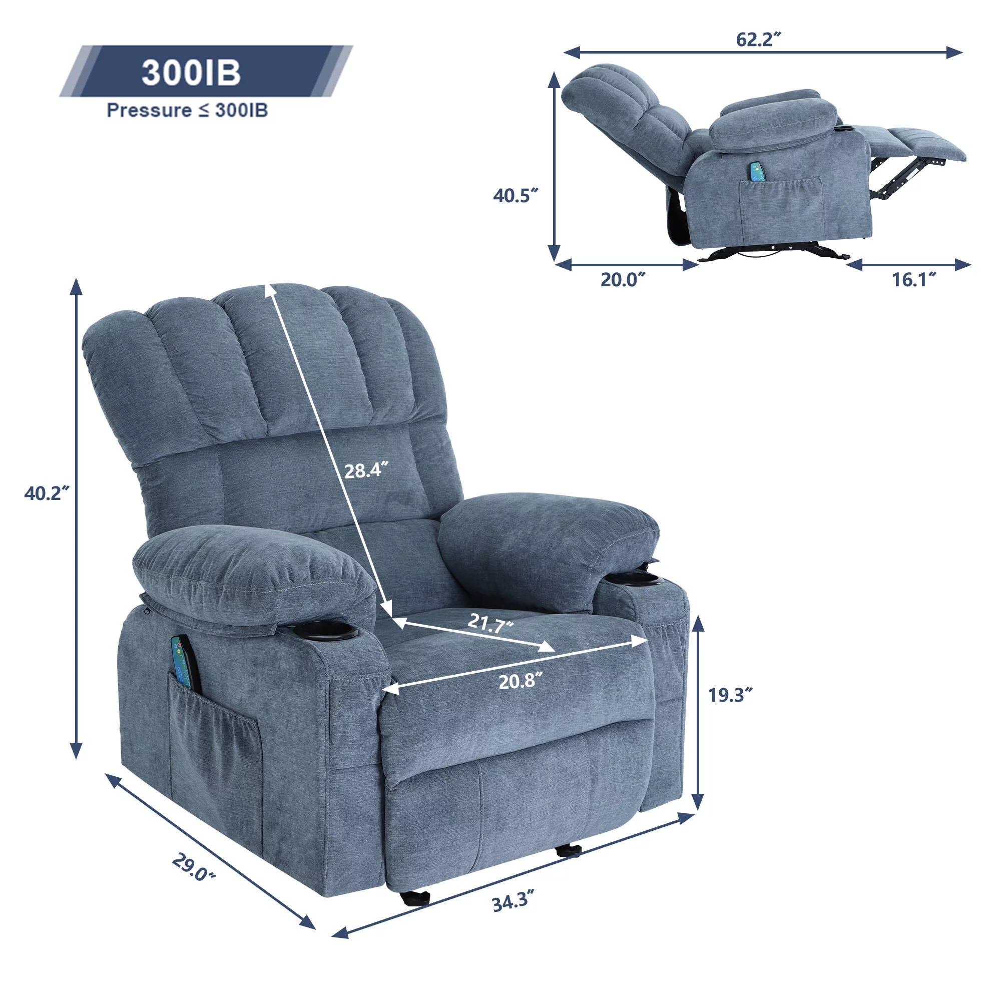 Rocker Recliner with Vibration Massage and Heat