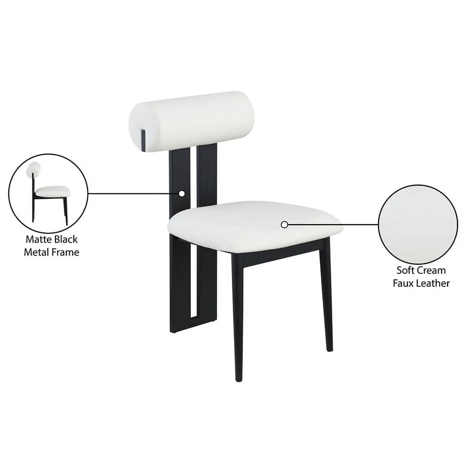 Meridian Furniture Dario Cream Vegan Leather Dining Chair (Set of 2)