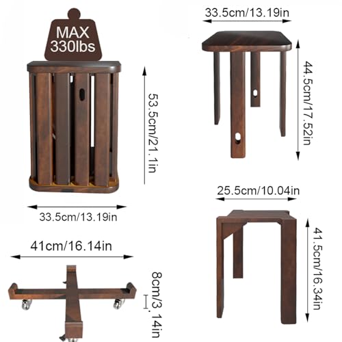 Stackable Stools Set of 4, Nesting Stools, Movable Side Tables, Coffe Table, No Installation Required,Top Stackable Stool for Kitchen, Bedroom, Living Room (Walnut Color, Circle)