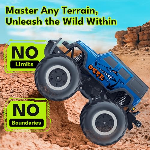 Threeking 1:16 Waterproof Monster Truck Pickup Toys RC Cars Remote Control Car Truck Toys 4WD All Terrain Off-Road Car Toy Gifts Presents 6 7 8 9 10 11 12 Year Old Kids Boys Girls Toys