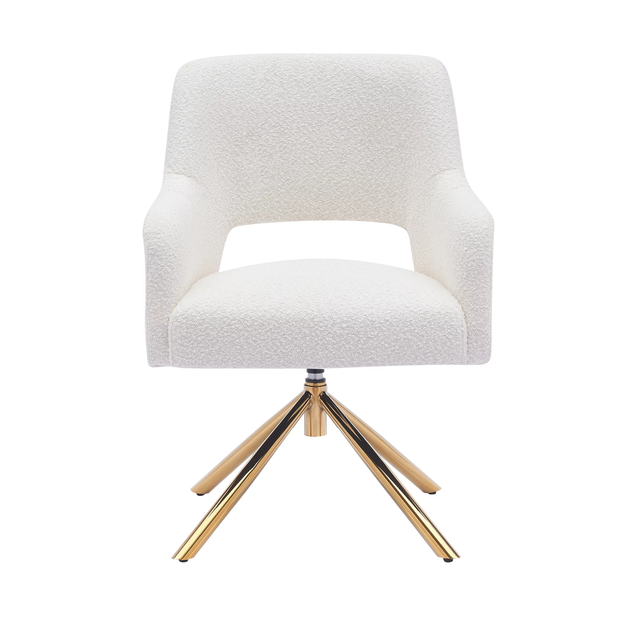 Mid-Century Modern Water and Stain Resistant Boucle Fabric Upholstered Swivel Accent Chair, Cream