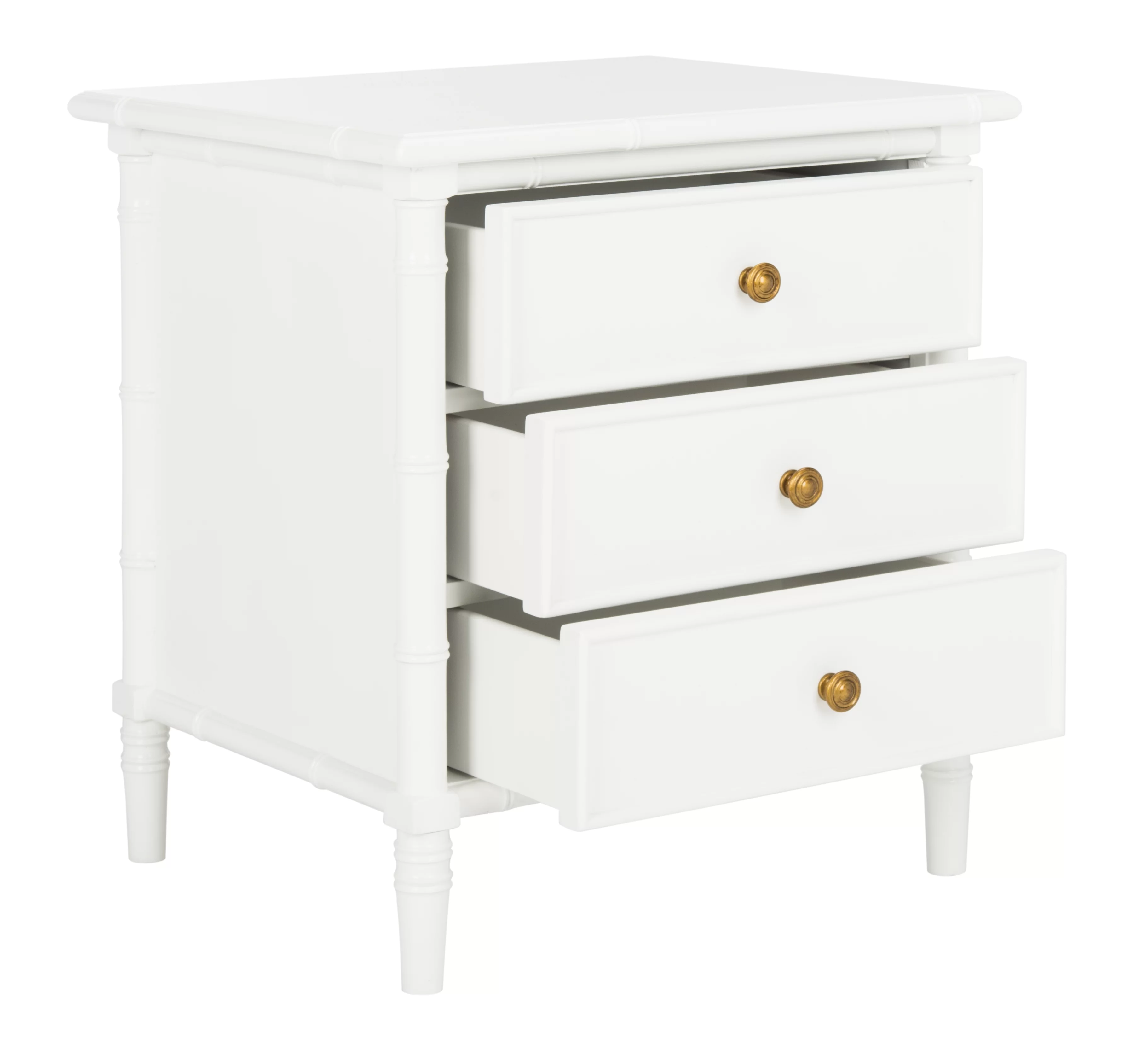 Safavieh Mina 25 in. 3 - Drawer Modern Coastal Bamboo Nightstand