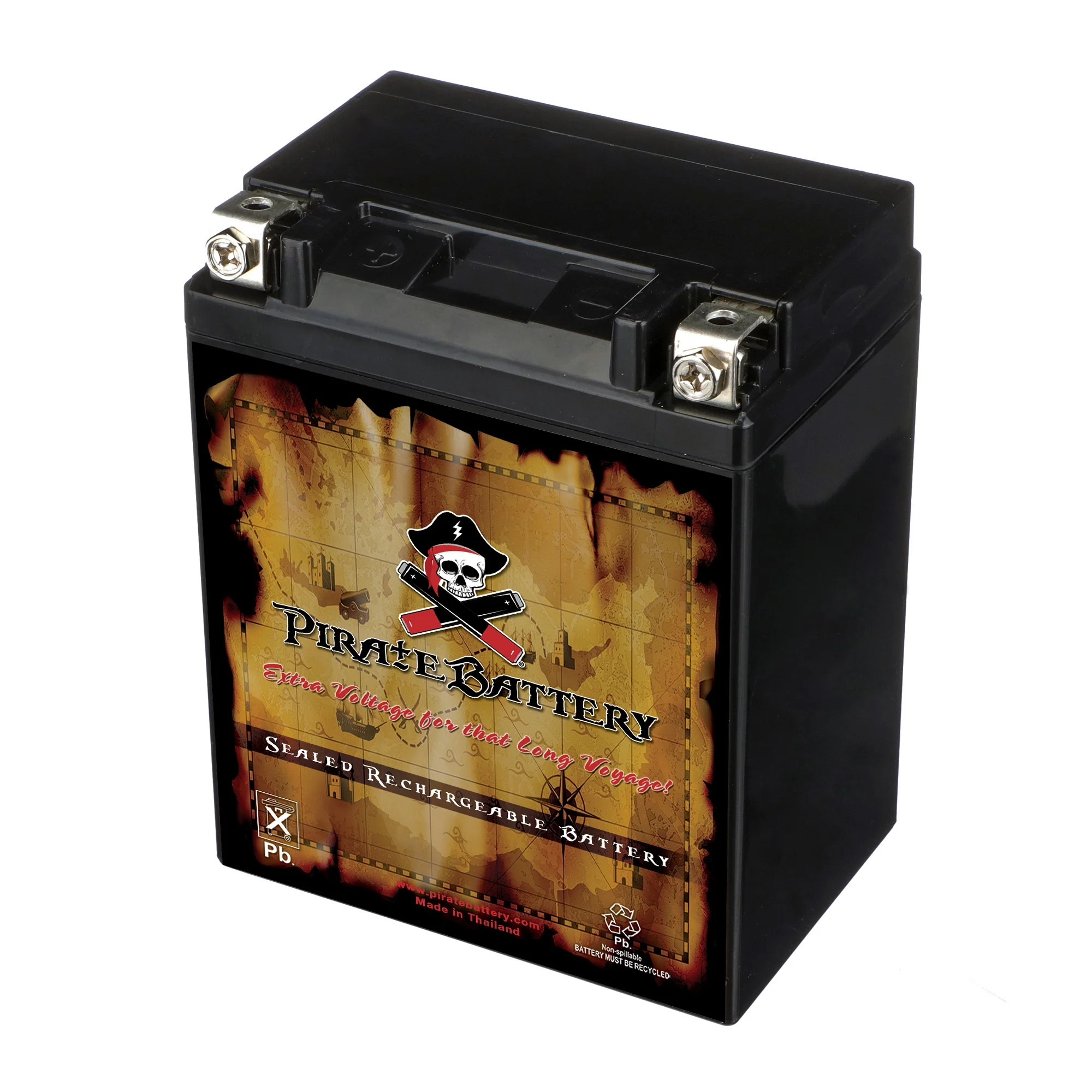 Pirate Battery Yb14a-a2 (14a-a2 12 Volts,14 Ah, 190 Cca) Atv Battery for Kawasaki Kef300-a Lakota 300cc 95-'00