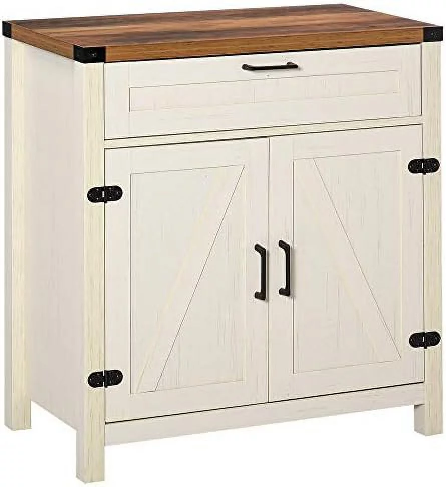 HJZBNONE Farmhouse Sideboard Buffet Cabinet  Wooden Accent Cabinet  Kitchen Cabinet with Drawer and Adjustable   Oak