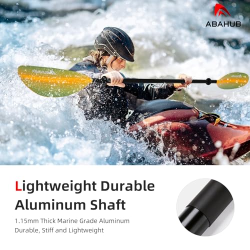 Abahub Kayak Paddle, 90.5 Inches Kayaking Oars for Boating, Canoeing with Free Paddle Leash, Aluminum Alloy Shaft Black/Blue/Green/Orange/Yellow Plastic Blades
