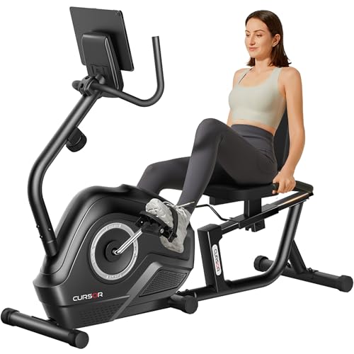 CURSOR FITNESS Recumbent Exercise Bike, Stationary Bikes for Home with Adjustable Seat, 16-Level Magnetic Resistance Recumbent Exercise Bike for Home Gym Cardio Workout Training