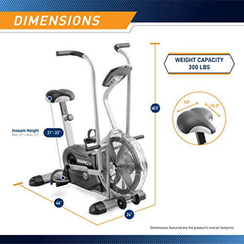 Marcy Air-Resistance Exercise Fan Bike With Dual Acction Handlebars